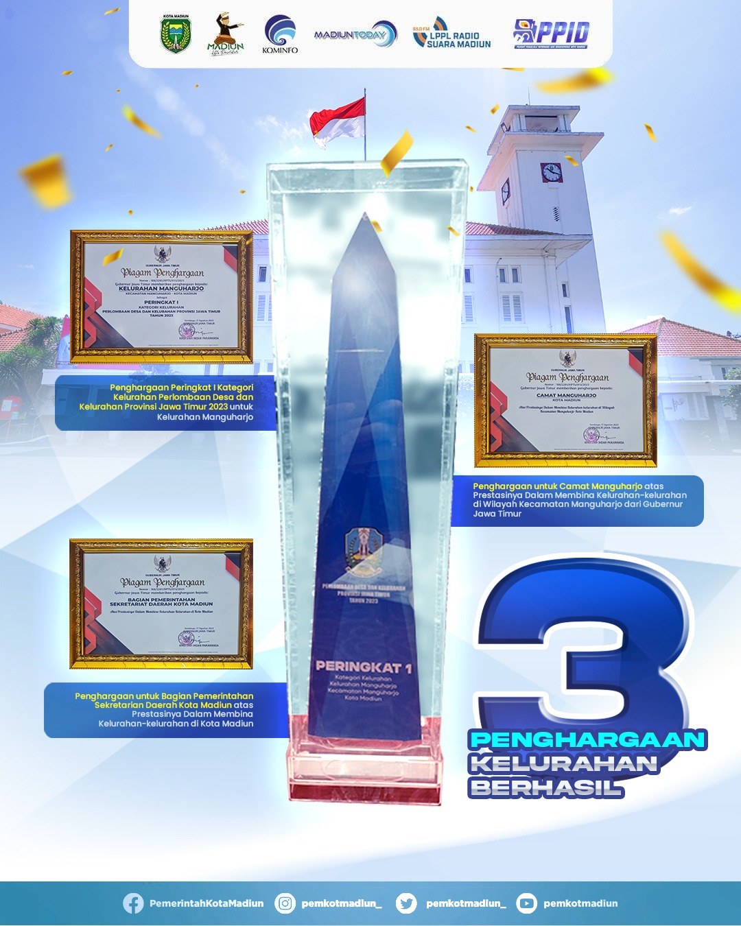 Foto utama berita: Kota Madiun Raih Tiga Penghargaan, Kali Ini Terkait Lomba Kelurahan Berhasil Tingkat Provinsi