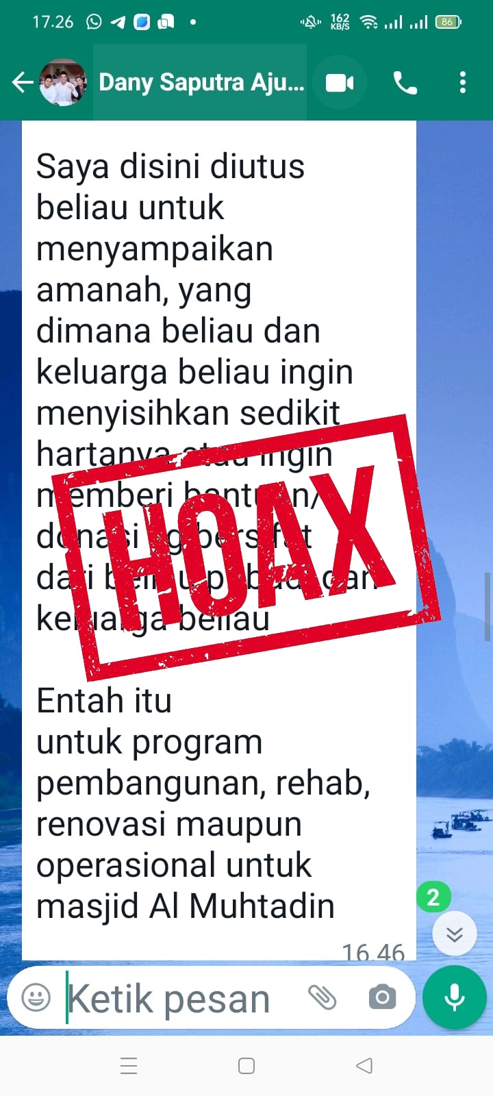 Foto 2 dari 4: Oknum Menyaru Ajudan Wali Kota Sebar Info Hoax