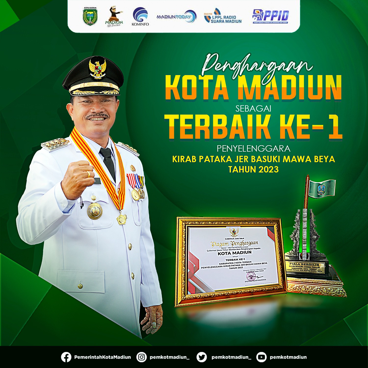 Foto utama berita: Kota Madiun Jadi Terbaik Pertama Kirab Pataka Jatim