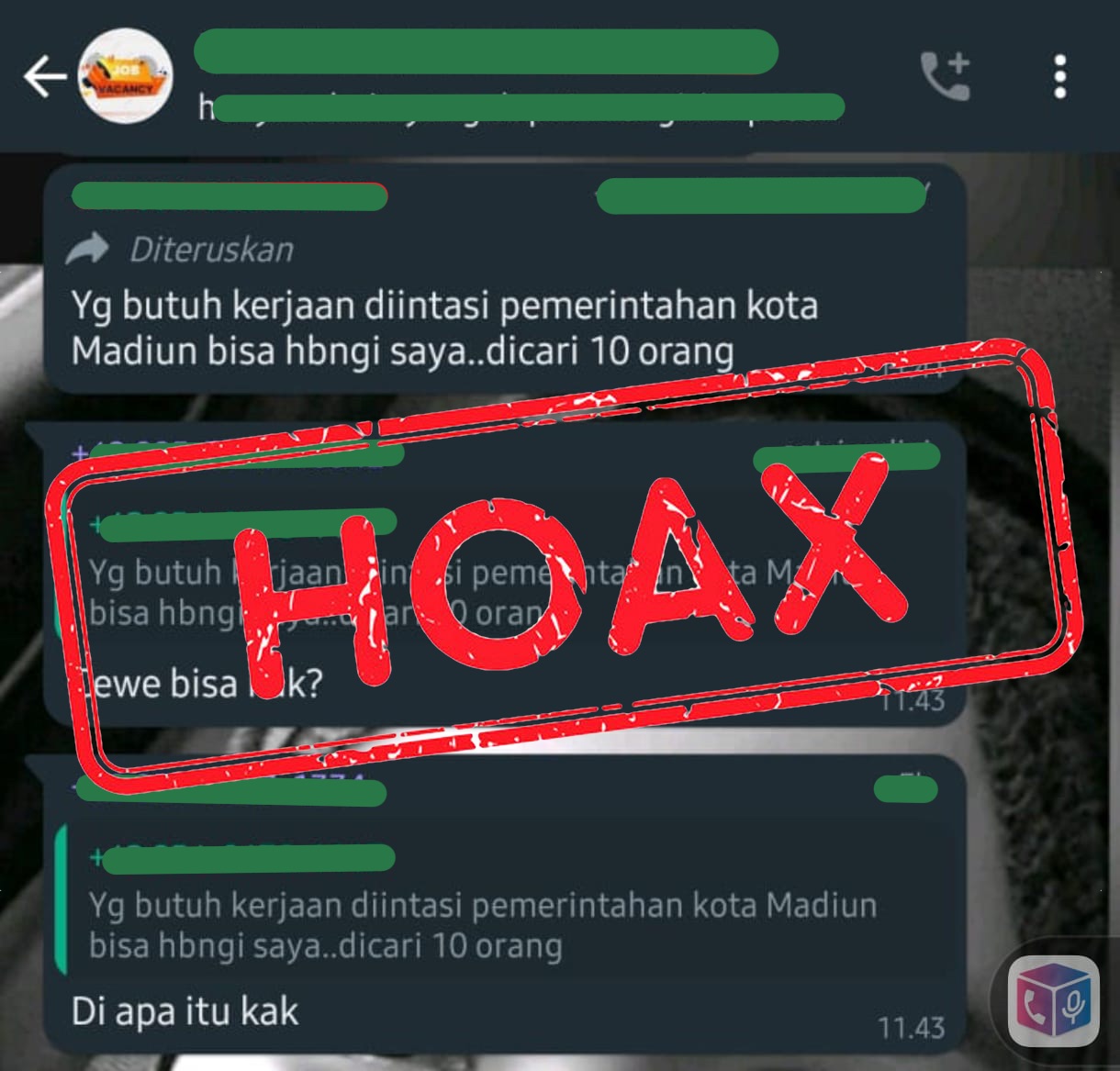 Beredar Informasi Loker di Kominfo Kota Madiun, Sekdin Kominfo Pastikan Informasi Itu Hoax