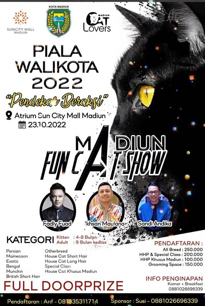 Wadahi Pecinta Kucing, Madiun Cat Lovers Gelar Wali Kota Cup 2022