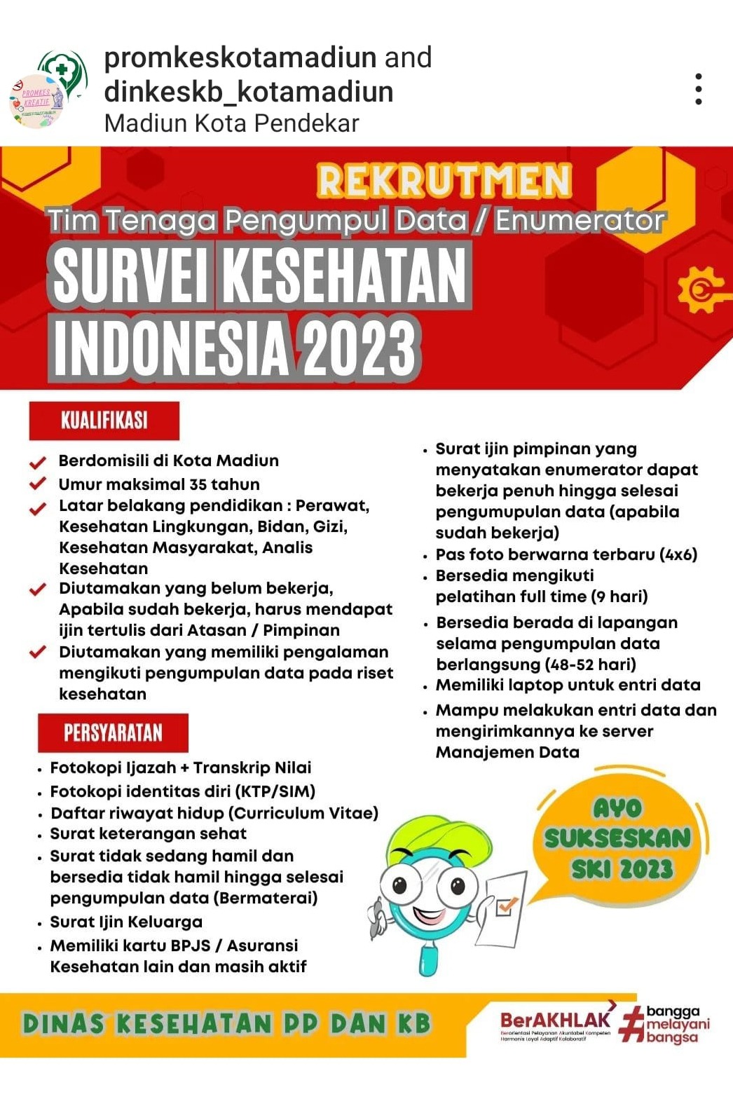 Foto 2 dari 3: Ada Survei Kesehatan Tahun Ini, Kemenkes Buka Rekrutmen, Ada Uang Hariannya Lho…