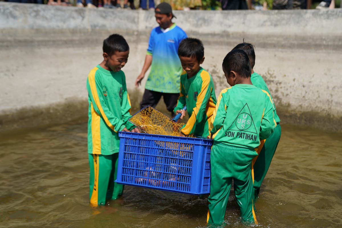 Foto 1 dari 8: Meriahkan Event Gemarikan, Wali Kota Ajak Siswa Tangkap Ikan Di Kolam