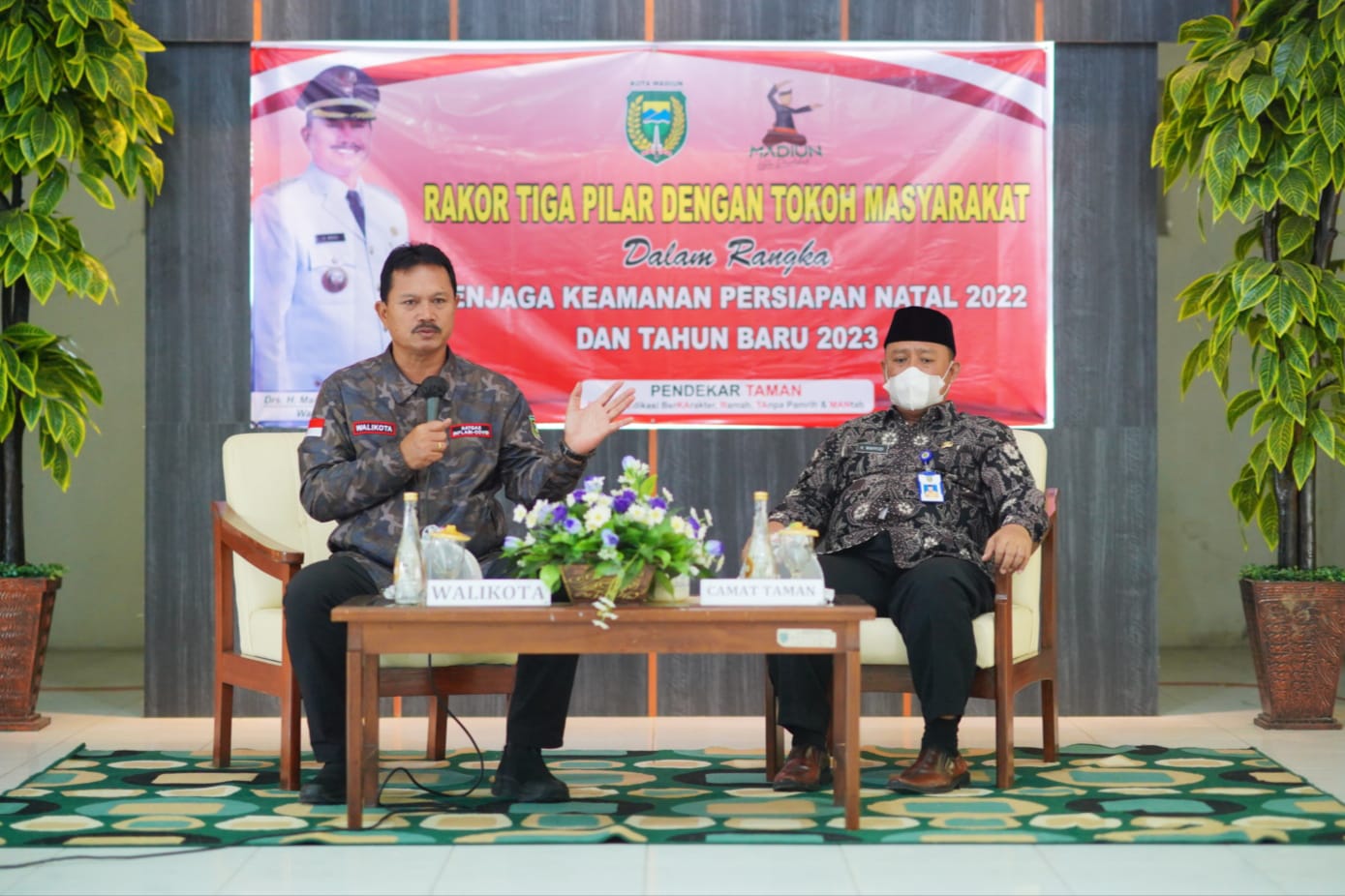 Rakor Tiga Pilar Di Kecamatan Taman, Wali Kota Ajak Warga Jaga Kondusifitas Kota