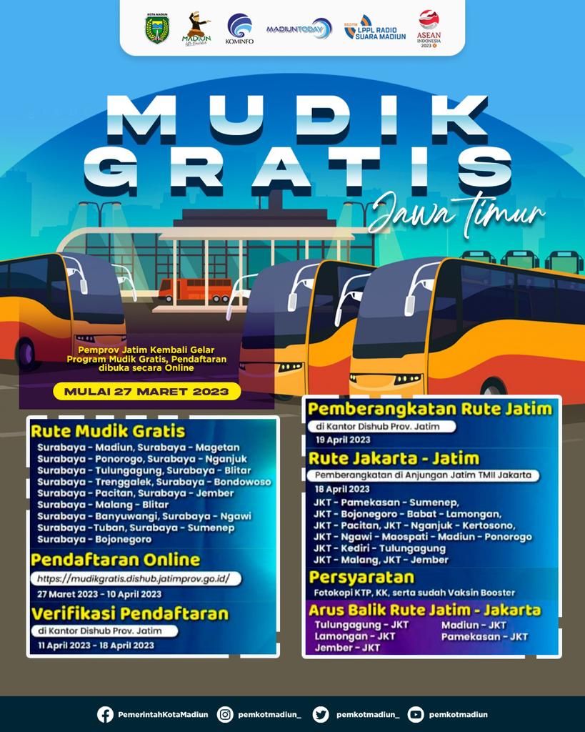 Delapan Bus Rute Madiun Disiapkan Dalam Jatim Mudik Bareng Gratis