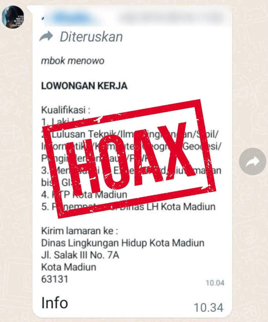 Muncul Pesan Lowongan Kerja Di DLH, Ini Kata Plt. Kadis LH...