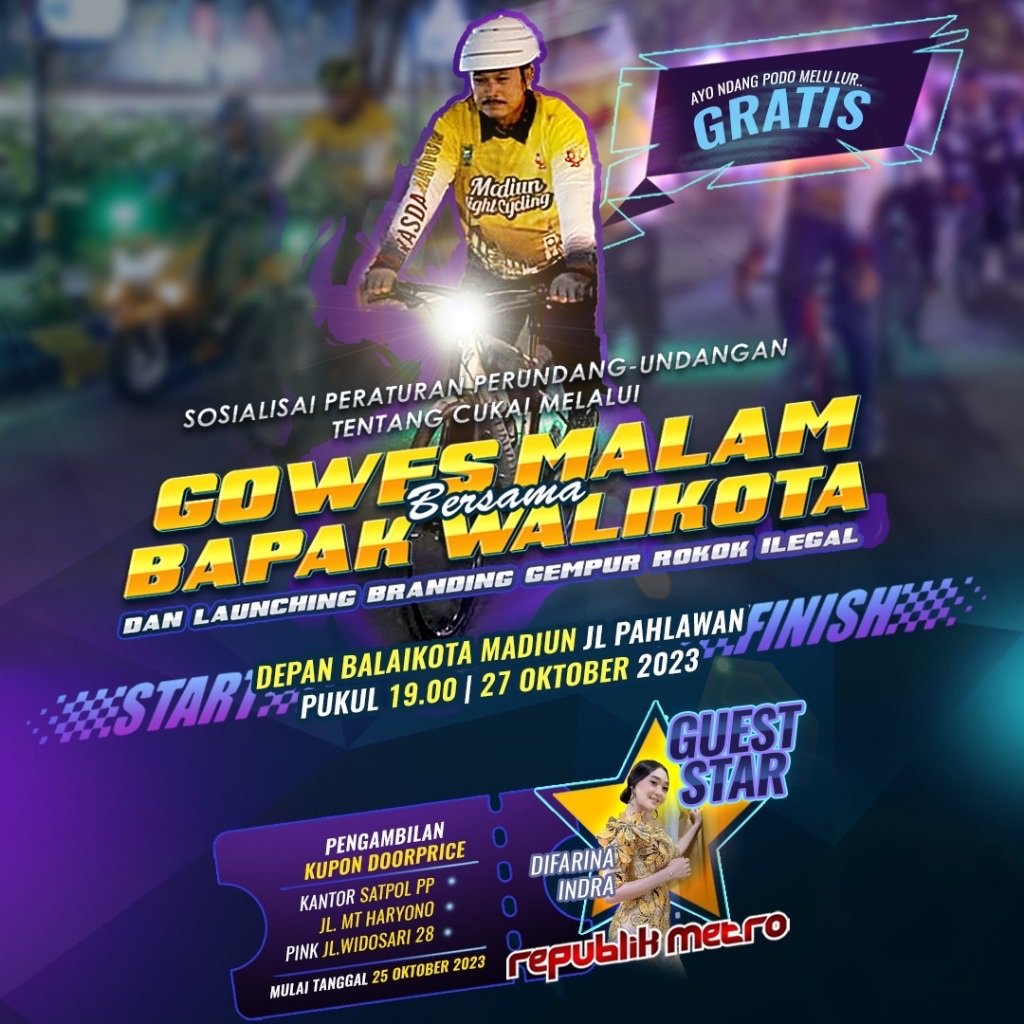 Foto 1 dari 1: Tempuh 12,8 Kilometer, Berikut Rute Gowes Nanti Malam, Pengendara Baiknya Hindari Jalan Pahlawan