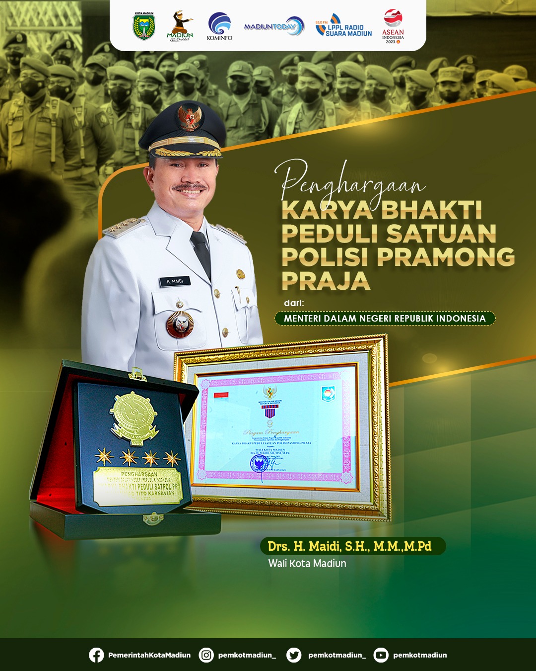 Pemkot Madiun Sabet Penghargaan Karya Bhakti Peduli Satpol PP