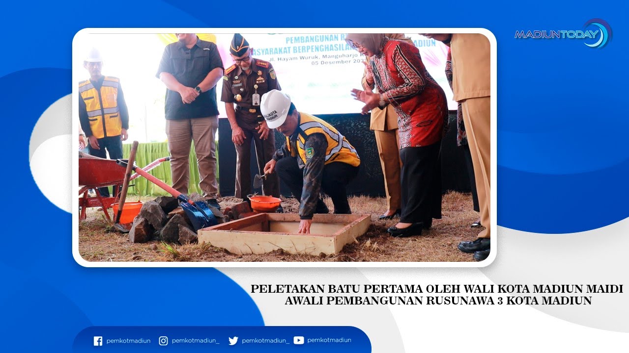 Foto utama berita: PELETAKAN BATU PERTAMA OLEH WALI KOTA MADIUN MAIDI AWALI PEMBANGUNAN RUSUNAWA 3 KOTA MADIUN