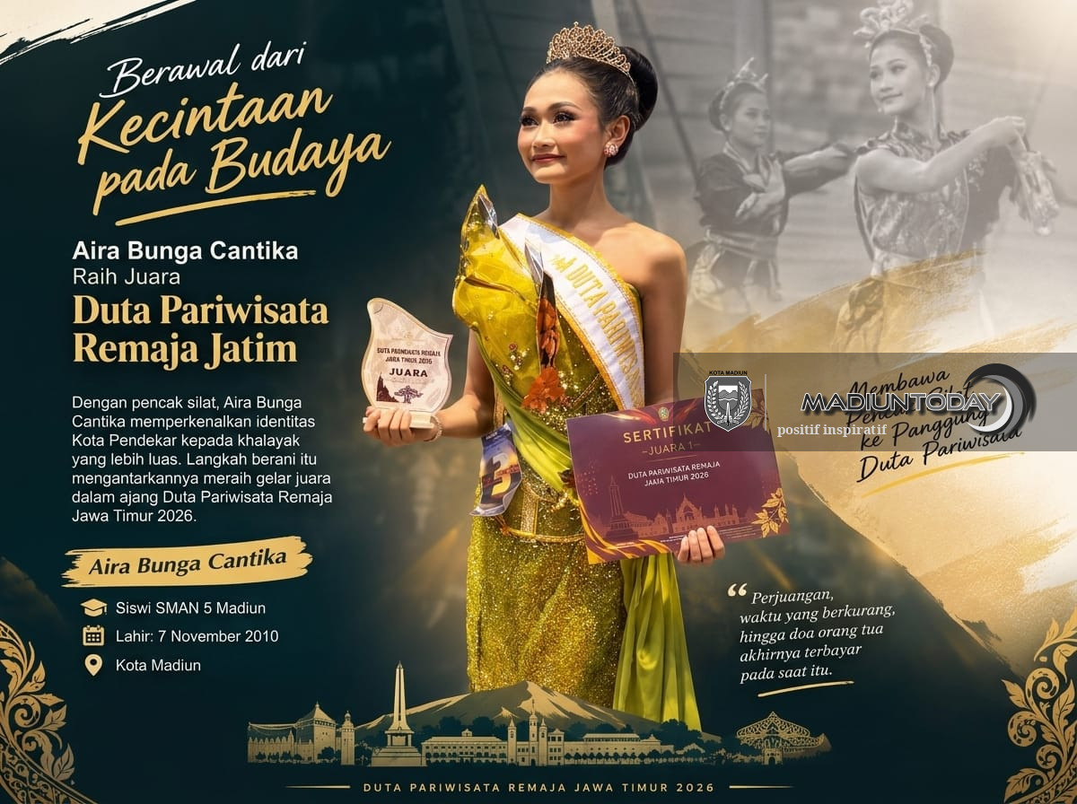Foto utama berita: Berawal dari Kecintaan pada Budaya, Aira Bunga Cantika Raih Juara Duta Pariwisata Remaja Jatim
