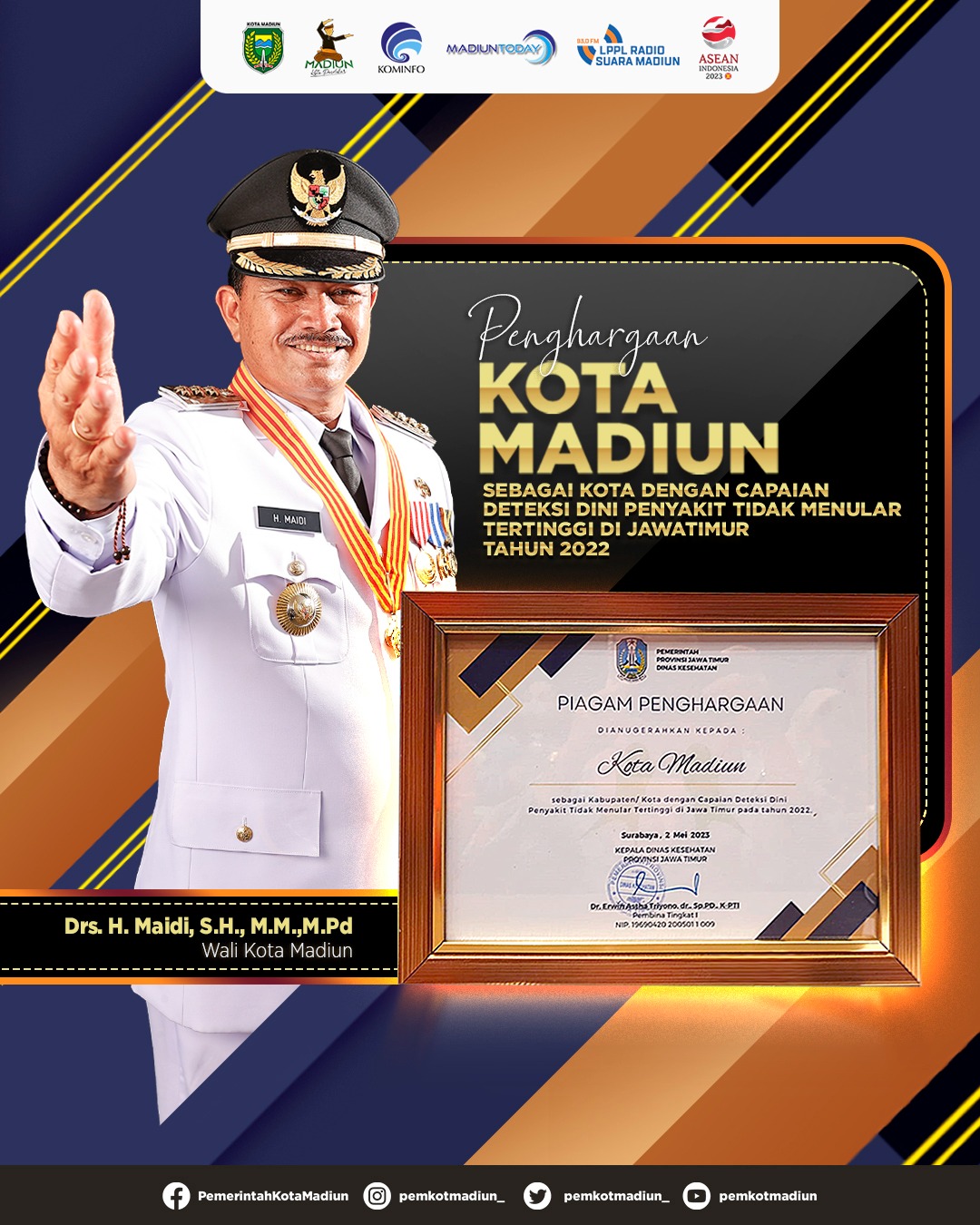 Foto utama berita: Gencar Turun ke Bawah Jemput Bola, Pemkot Madiun Raih Penghargaan Capaian Deteksi Dini PTM Tertinggi 2022