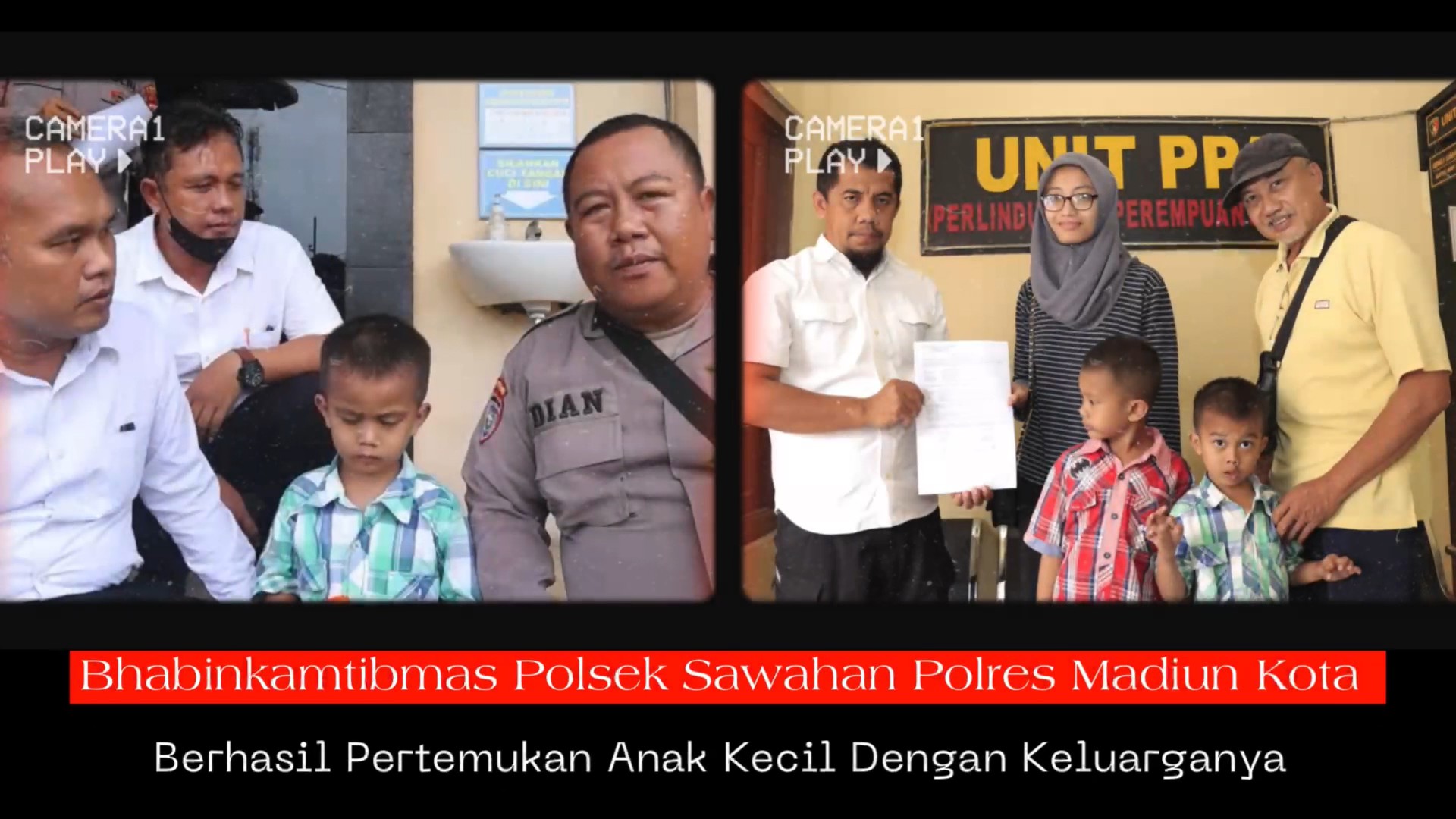 Bhabinkamtibmas Polsek Sawahan Polres Madiun Kota Berhasil Pertemukan Anak Kecil Dengan Kedua Orang Tuanya