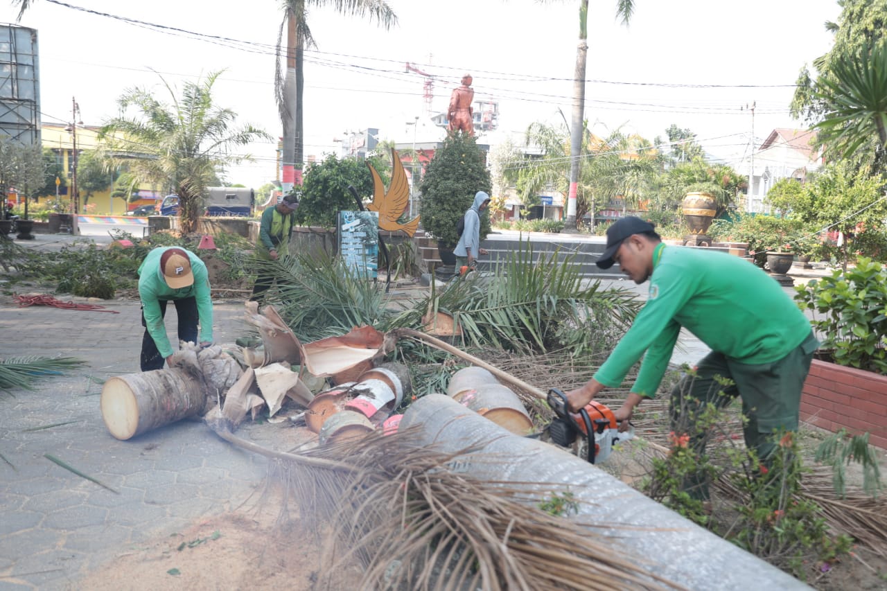 Foto 5 dari 5: Agar Lebih Rapi Sekaligus Antisipasi Angin Kencang, Perkim Lakukan Pemangkasan Pohon