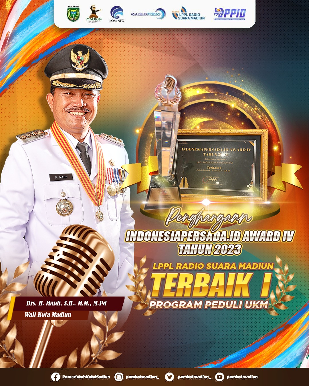 Diskominfo Kembali Berprestasi, LPPL Radio Suara Madiun Raih Penghargaan Dalam IndonesiaPersada.id Award Di Bali