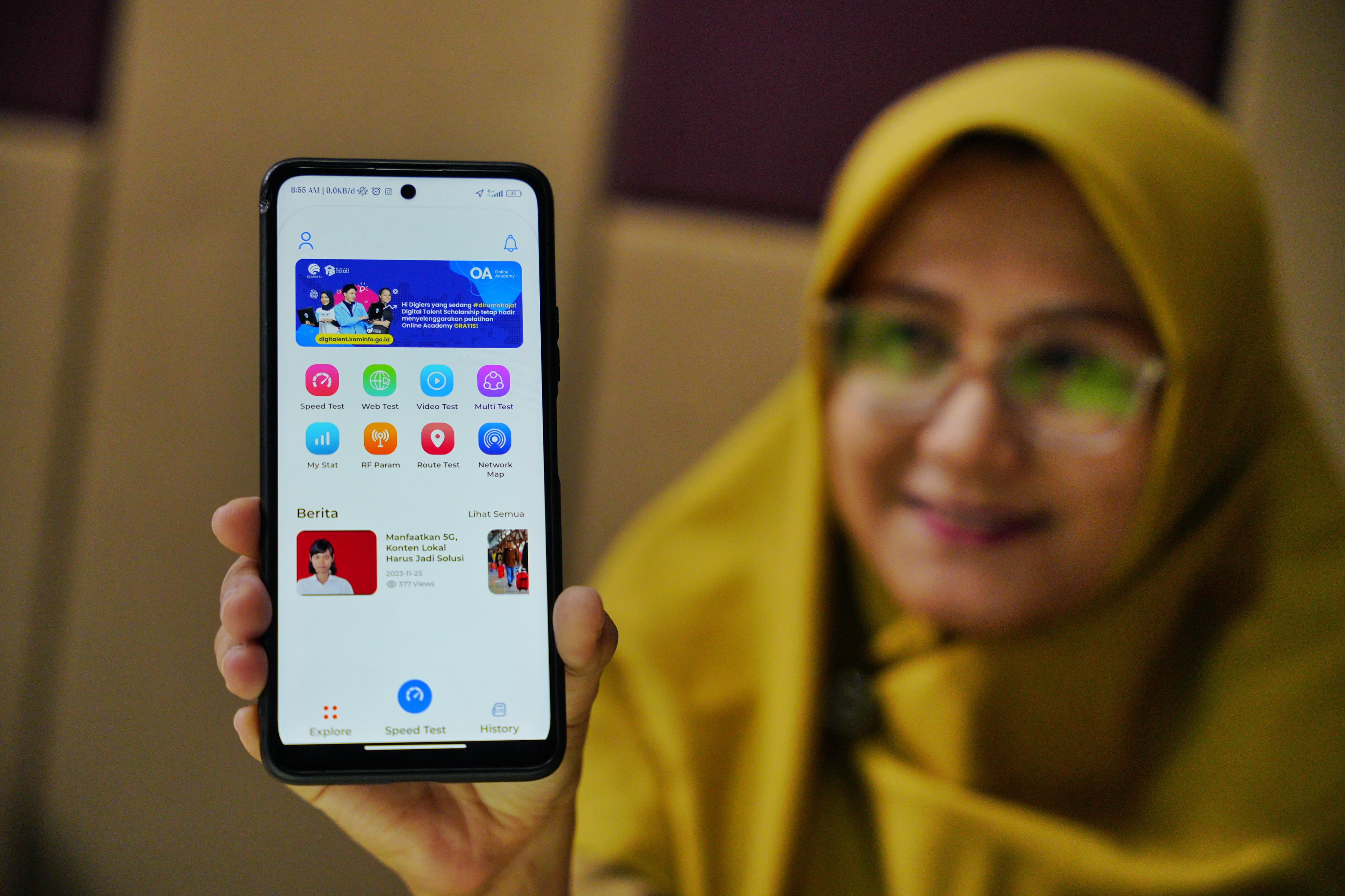 Foto utama berita: Tak Perlu Repot Melapor Operator, Hasil Pengukuran di Aplikasi Sigmon Langsung Terintegrasi dengan Pusat Monitoring Kemkominfo