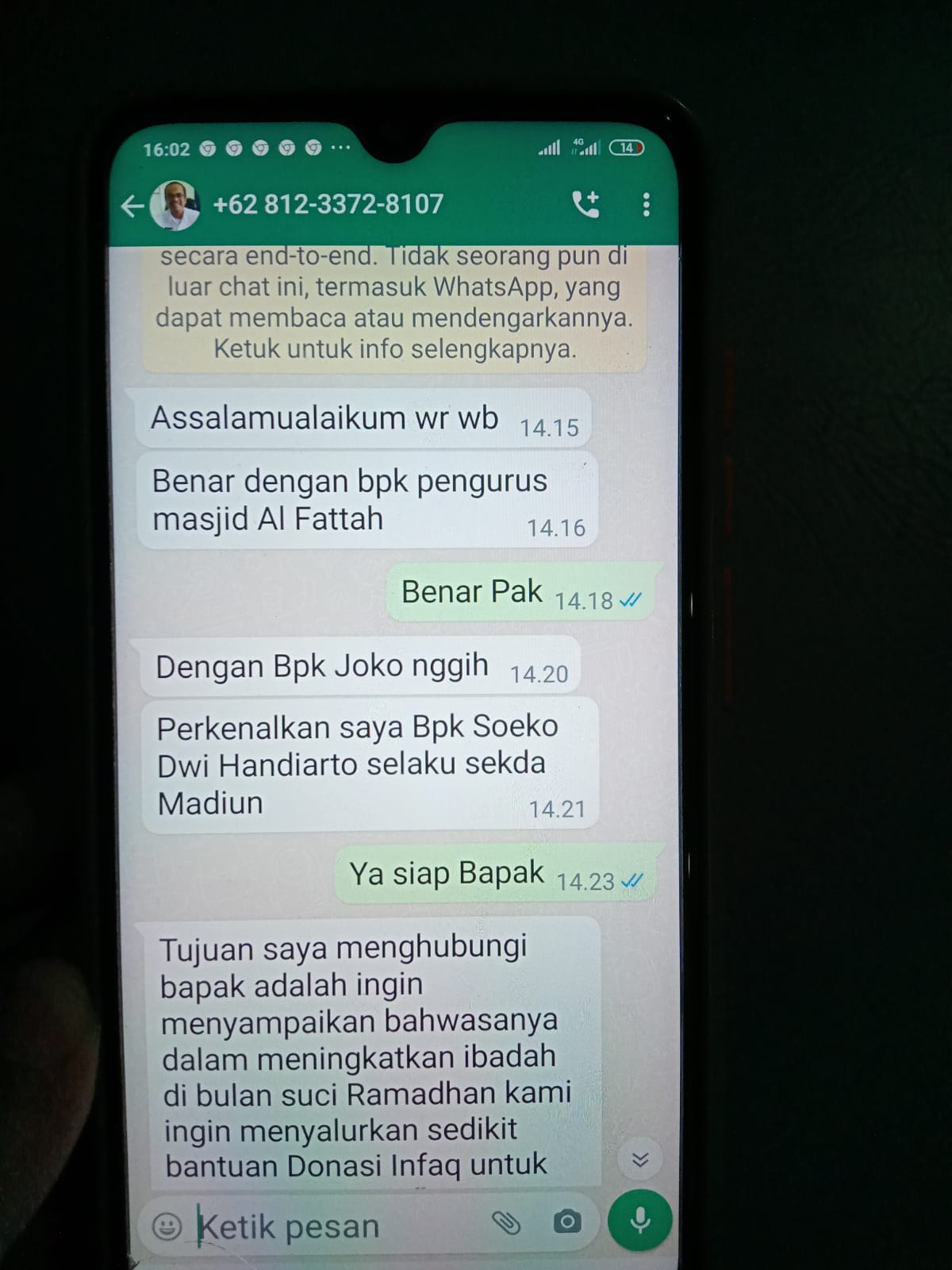 Foto 1 dari 4: Mengaku Sekda Kota Madiun, Hati-Hati Nomor Ini Disinyalir Pelaku Penipuan