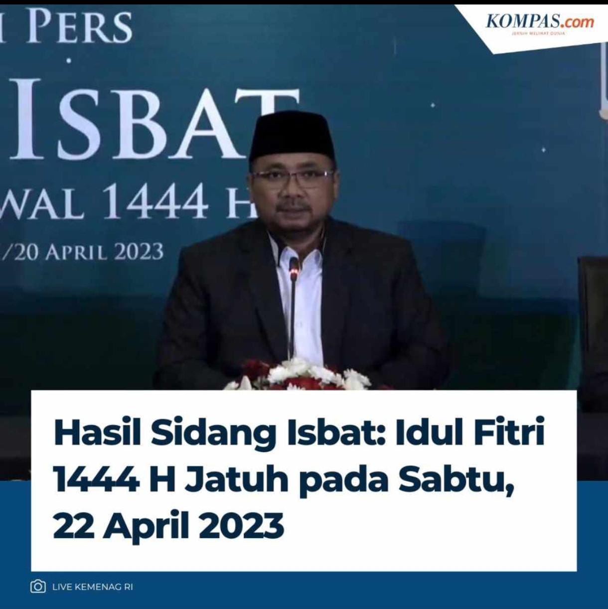 Foto 1 dari 1: Hasil Sidang Isbat Pemerintah Tetapkan 1 Syawal 1444 Hijriyah Jatuh Pada 22 April 2023