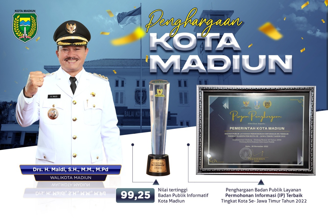 Foto utama berita: Sabet 2 Penghargaan KI Awards, Pemkot Madiun Dapat Skor Tertinggi untuk Badan Publik Informatif